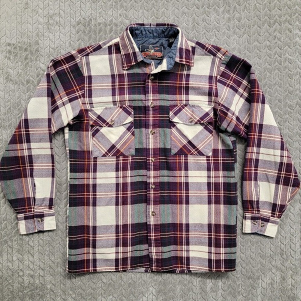 Vintage Backpacker Men’s Flannel Shirt Size Medium Red‎ Blue Long Sleeve
